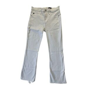 AG Jodi Crop Jeans Womens 26R White High Rise Slim Flare Raw Hem